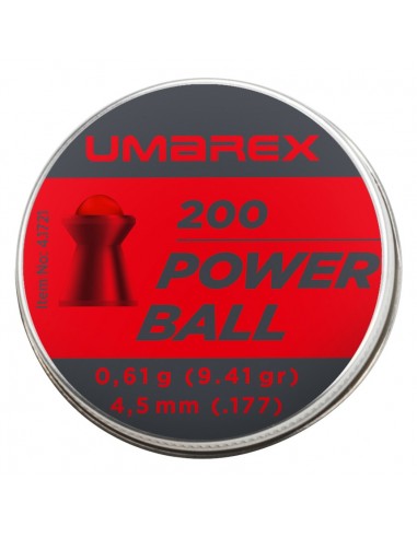 BOITE 200 PLOMBS UMAREX POWER BALL - 4,5 MM (0,61G) / 4.1721