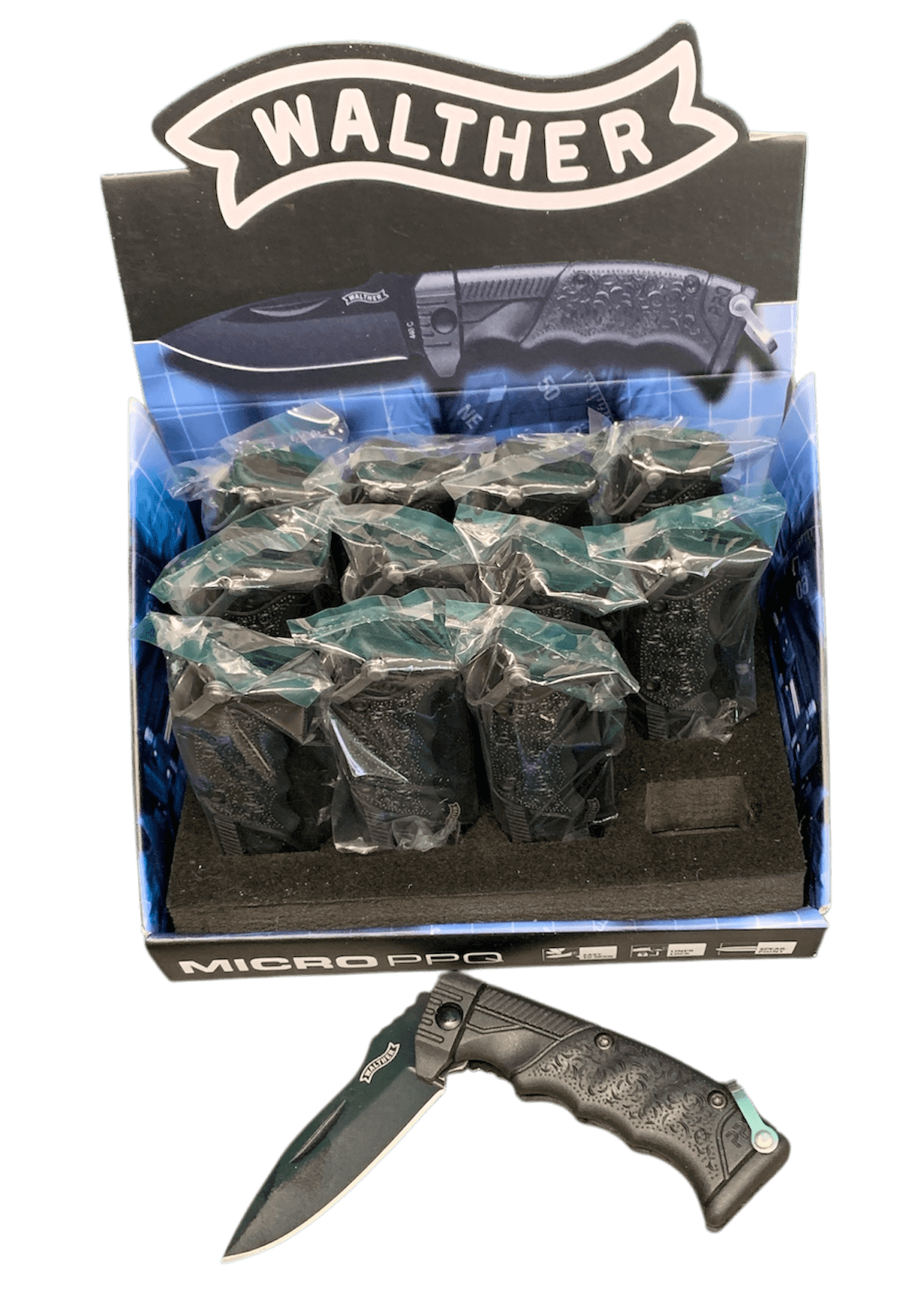 DISPLAY 12 COUTEAUX WALTHER MICRO PPQ  - 440C / 5.0769-1