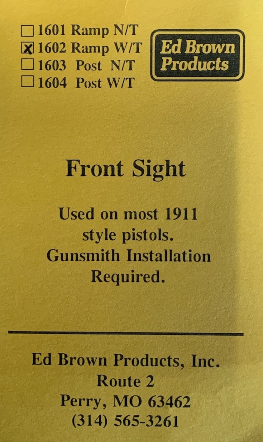 ED BROWN - FRONT SIGHT RAMP STS