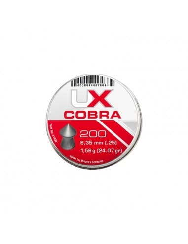 BOITE 200 PLOMBS UX COBRA POINTUS - 6,35 MM (1,56G) / 4.1938