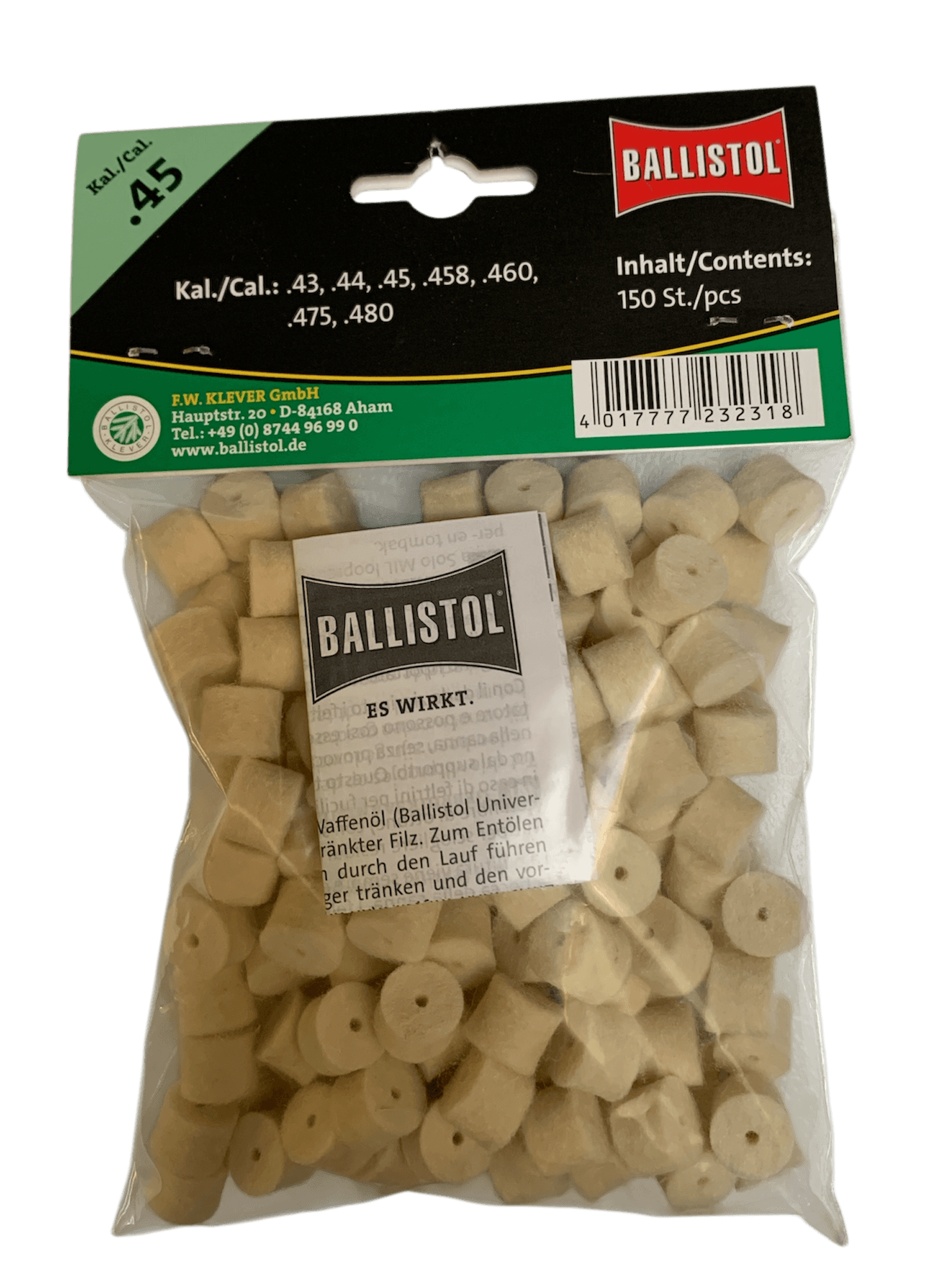 SET 100 FEUTRES POUR ADAPTATEUR BALLISTOL .45